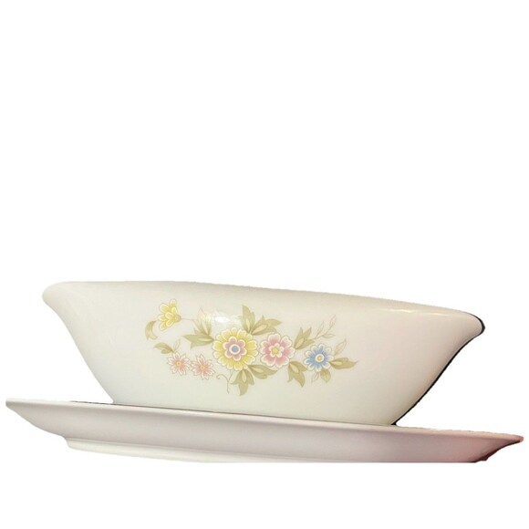 VTG Cresent Fine China Sarasota Gravy Boat & Attached Saucer Plate  5712 Japan - Picture 6 of 12